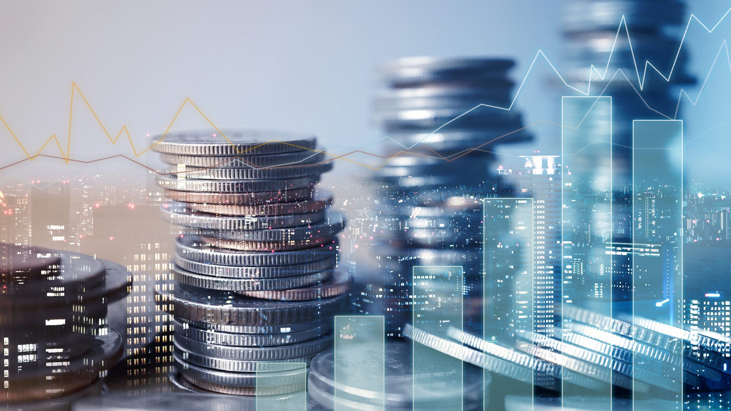 Double,Exposure,Of,Graph,And,Rows,Of,Coins,For,Finance